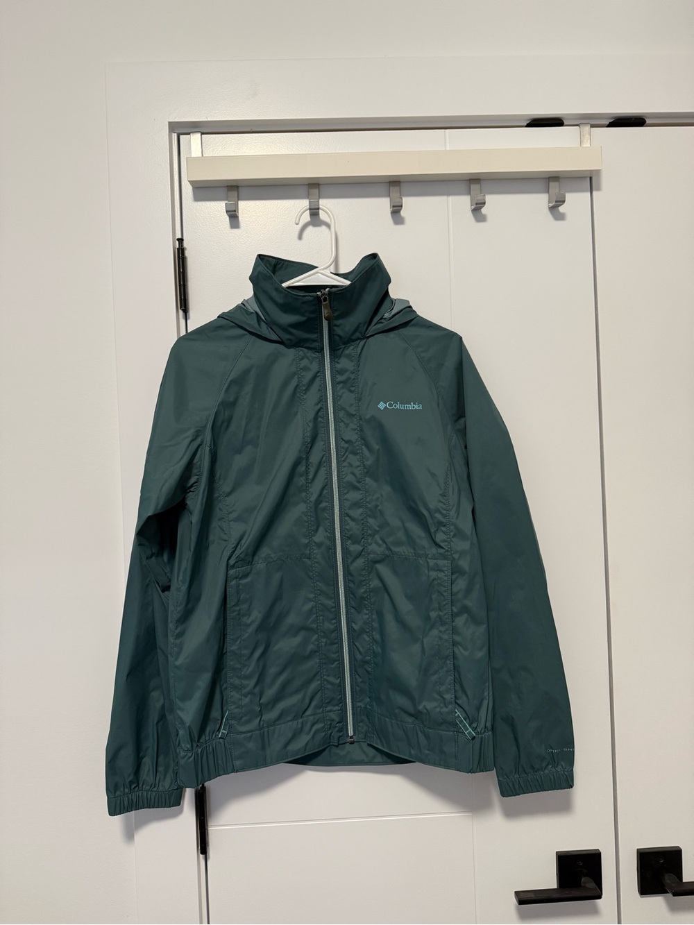 Columbia Teal Hooded Rain Jacket